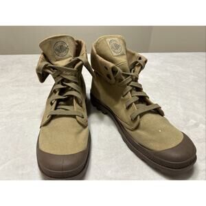 Palladium Men’s Boots Size 11.5 Beige Pampa Canvas Hi Top Hiking Outdoor